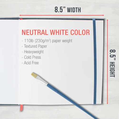 Miniatura 3 de U.S. Art Supply Libro de acuarela de 8.5 x 8.5 pulgadas (paquete de 2, 76 hojas cada uno), 110 libras (230 GSM) encuadernado en lino, bloc de papel