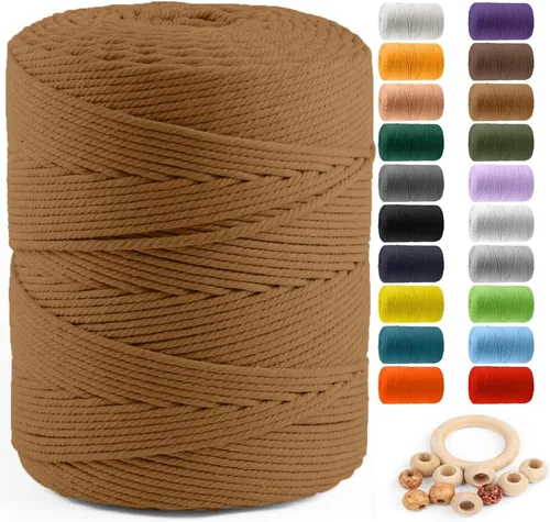 Miniatura 29 de Cuerda de algodón para macramé de 5 mm x 109 yardas, ZUEXT 100% natural hecha a mano, cuerda de algodón trenzada de 4 hebras para colgar plantas