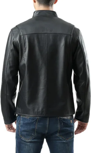 Miniatura 5 de BGSD Chaqueta de cuero para motocicleta urbana para hombre