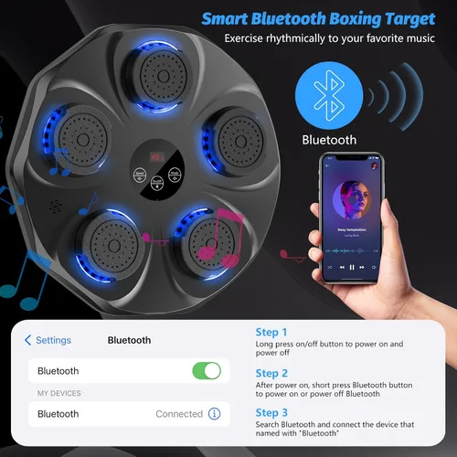 Miniatura 5 de TGLLM Music Boxing Machine, Interactive Punching Trainer with Boxing Gloves, Large Size Wall Mounted Electronic Boxing Target for Adult Kids, 9