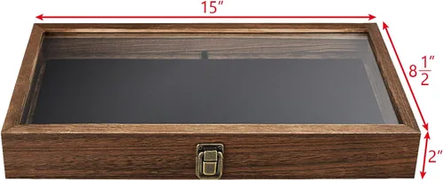 Miniatura 2 de Alhajerocaja para almacenar cuentas con tapa de vidrio templado y terciopelo negro. Caja de muestra de medallas, premios, alhajas y cuchillos.