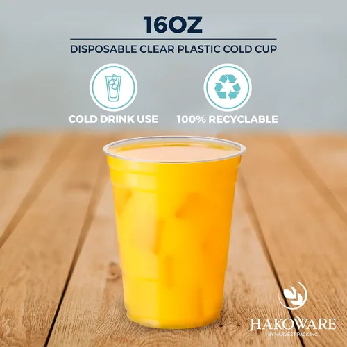 Miniatura 4 de HAKOWARE de Harvest Pack, 1000 unidades, vasos de plástico ultra transparentes de 16 onzas, vasos desechables para fiestas de boda, vasos