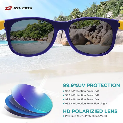 Miniatura 3 de Lentes de sol de goma Rivbos RBK004, flexibles, para niños lentes para bebés y niños de 3-10 (vidrio espejado disponible).