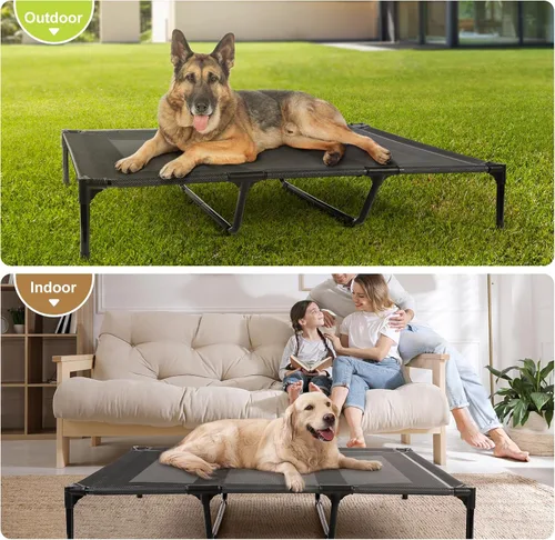 Miniatura 5 de petizer Cama elevada XL refrescante para perros, resistente y antidesgarros, para acampar en verano, cama elevada para perros transpirable e Azul