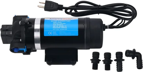 Amarine Made AC 110V Bomba de presión de agua autocebante, bomba de lavado de agua dulce 160PSI/11bar 7LPM AMPS: 0.8A MAX.AMPS: 1.5A bomba de