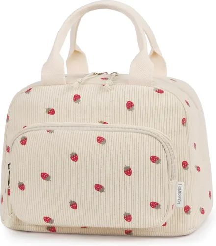 Miniatura 9 de HOMESPON Bolsa de Almuerzo para Mujeres Hombres Adultos con Bolsillo Frontal Bonita Pana Aislada Bolsa de Almuerzo Tote Gran Capacidad Caja