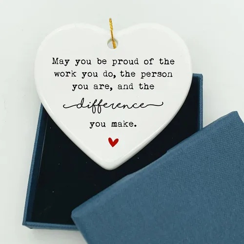 Miniatura 2 de May You Be Proud of the Work You Do - Recuerdo de corazón de cerámica – Regalo de agradecimiento para empleados para colegas, adorno motivacional