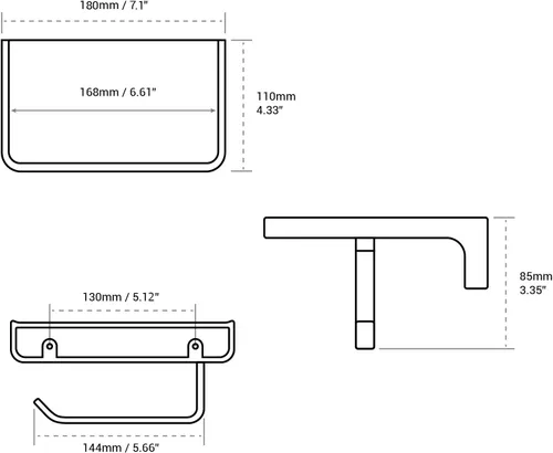 Miniatura 7 de Portarrollos de papel higiénico con estante para teléfono ORB, dispensador de rollos de papel montado en la pared con almacenamiento, bronce frotado
