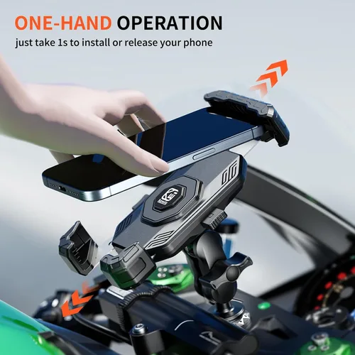 Miniatura 2 de Kewig Soporte de teléfono para horquilla de motocicleta, con tapa antirrobo de brazo corto, soporte para teléfono de motocicleta