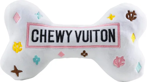 Miniatura 43 de Haute Diggity Dog Black Checker Chewy Vuiton Bone, Juguetes de Peluche de Diseñador para Perros con Chirriador Interactivo, Estimulante Hueso