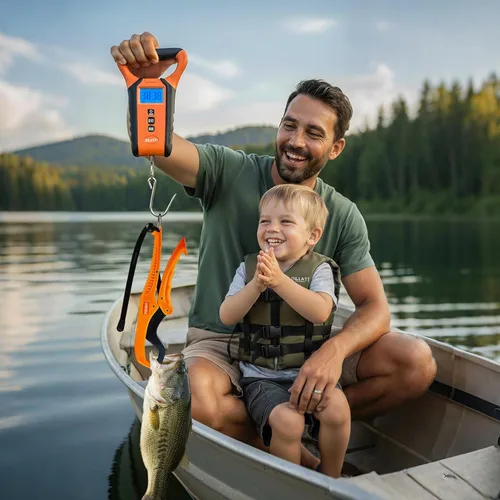 Miniatura 7 de Báscula de pescado digital impermeable flotante con estuche de transporte, báscula de pesaje de pesca con pinza de labio, pantalla LCD