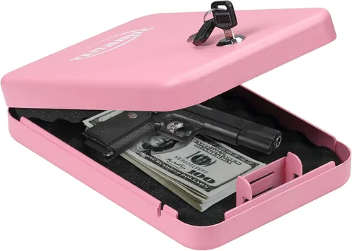 Miniatura 11 de Tenamic Caja de seguridad para pistolas, caja de seguridad portátil para viajes, caja de seguridad de acero sólido para armas en el hogar, cajas