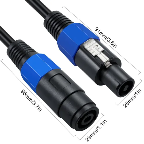 Miniatura 2 de Cable de extensión Speakon macho a hembra de 3.3 ft/3.2 pies con bloqueo giratorio para DJ PA escenario amplificador audio jack cable de altavoz
