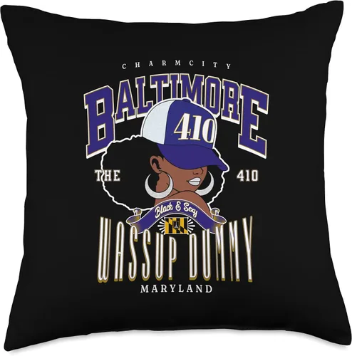 Miniatura 4 de Celebrate Baltimore with Afro Flair Throw Pillow