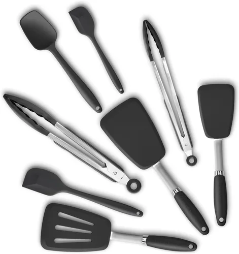 Juego de espátulas de silicona, volteadores, pinzas, juego de utensilios de cocina, raspador de cocina resistente a altas temperaturas, espátulas