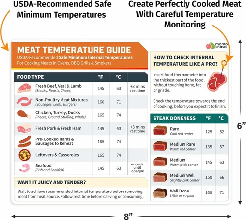 Miniatura 3 de Imán de tabla de temperatura de carne, accesorios para parrilla, pollo, pavo, carne de res, filete, cerdo, tabla de temperatura de cocción