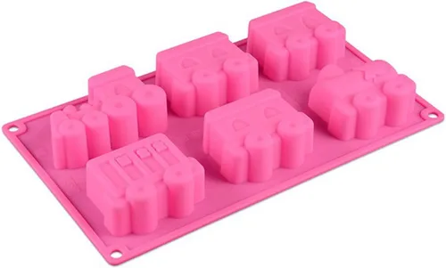 Miniatura 5 de Joyeee Molde de silicona para pastel de tren, 1 molde antiadherente de 6 cavidades para hornear para brownies de chocolate, tazas de magdalenas