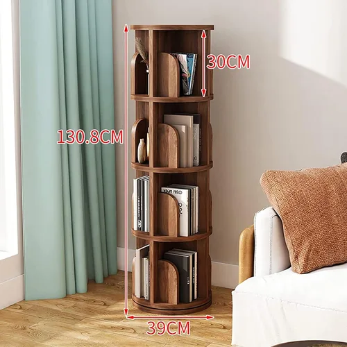 Miniatura 7 de QQXX Estantería giratoria de madera maciza, estantería giratoria redonda de 360 grados, estantería de pie para niños y adultos, estante esquinero