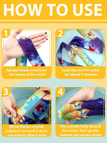 Miniatura 9 de Janmercy 10 unidades de teñido anudado para el cuello, bufandas refrescantes, bandanas de hielo de verano para hombres y mujeres, camping, correr