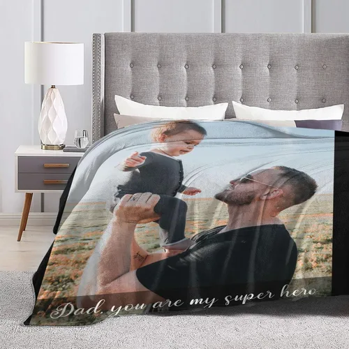 Miniatura 6 de Mantas personalizadas con fotos para mujeres y hombres, regalos de cumpleaños conmemorativos, manta personalizada de franela suave con mis propias