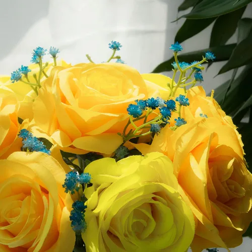 Miniatura 7 de Ramo de flores artificiales de gypsophila azul oscuro, 12 tallos de flores de tacto real para bodas, fiestas, coronas, arreglos florales, decoración