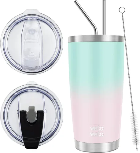 Miniatura 9 de WETOWETO - Vaso de viaje con aislamiento de 20 onzas, de acero inoxidable, con doble pared, a prueba de fugas, taza de café con revestimiento