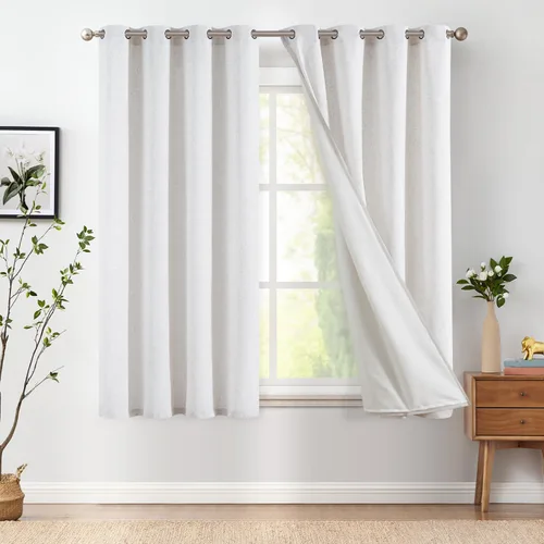 Miniatura 33 de jinchan Cortinas de 108 pulgadas Mezcla de Lino de Lino Semi Transparentes Filtrado de Luz y Resplandor Cortinas Extra Largas para Sala de Estar