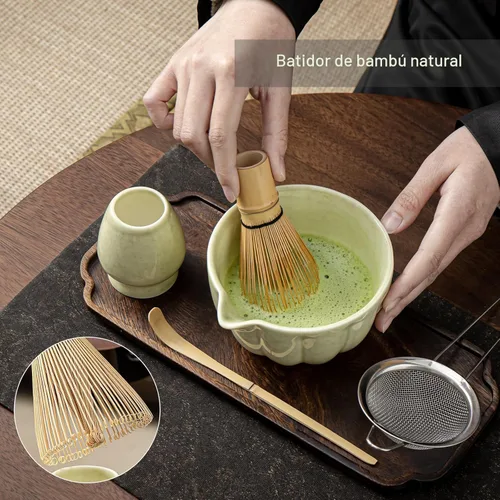 Miniatura 3 de Set de Batidor Matcha, Set de Matcha Incluye Tazón de Matcha de Cerámica, Batidor de Bambú, Cuchara, Soporte Chasen, Tamiz, Kit de Matcha Perfecto 1