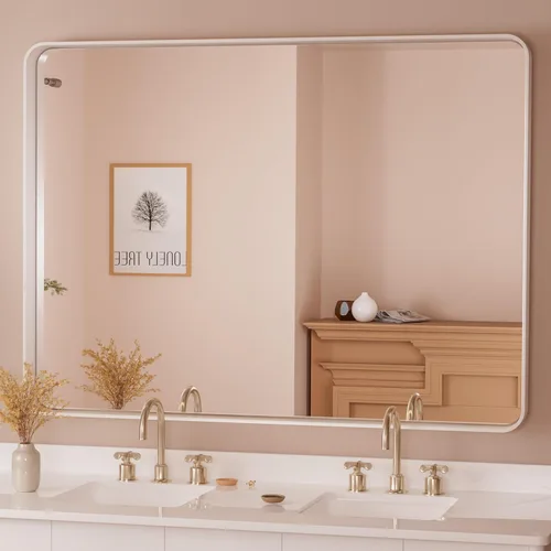 Miniatura 65 de TETOTE Espejo de marco dorado cepillado de 16 x 24 pulgadas, espejo de tocador de baño de latón dorado para pared, espejo enmarcado rectangular