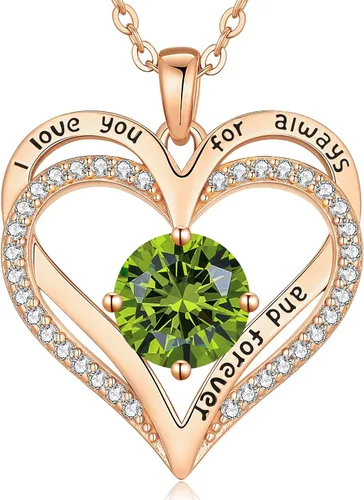Miniatura 173 de LOUISA SECRET Love Heart Birthstone Necklaces for Women, Birthday Gift for Women, Anniversary Jewelry for Wife Her, 925 Sterling Silver Pendant