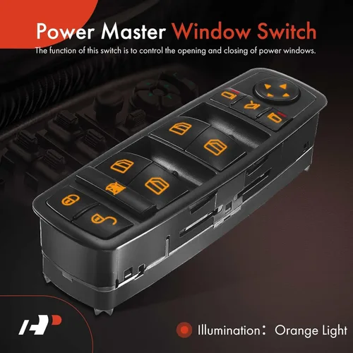 Miniatura 3 de A-Premium Interruptor de elevalunas eléctrico delantero izquierdo del lado del conductor, negro Compatible con Mercedes-Benz A160 2004-2005, A190