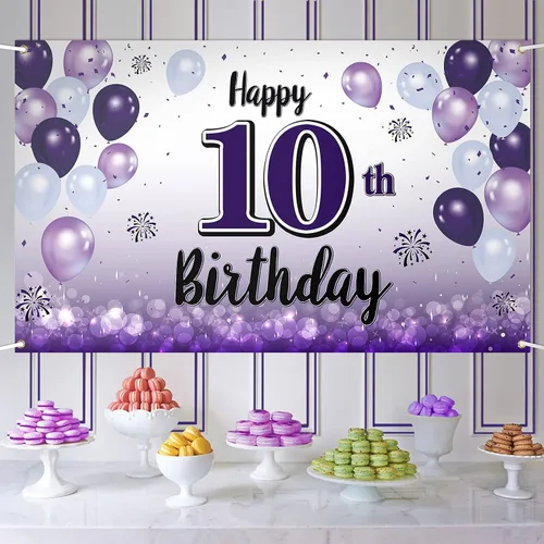 Miniatura 85 de Decoraciones de feliz cumpleaños 30, cartel grande de globo morado de 30 cumpleaños, suministros para fiesta de cumpleaños de 30 años. 30 (EE. UU.)