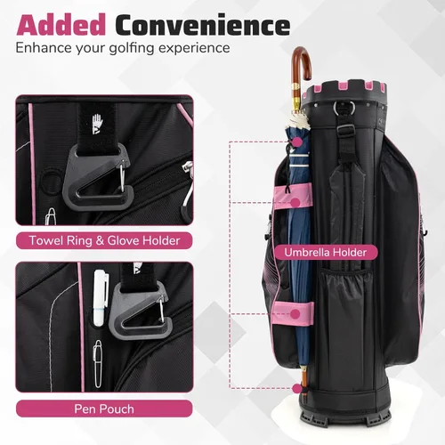 Miniatura 5 de Goplus Bolsa ligera para carrito de golf, bolsa de golf moldeada con separadores organizadores de longitud completa de 14 vías, 11 bolsillos, bolsa