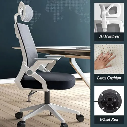 Miniatura 3 de Ergonomic Desk Office Chair with Adjustable Lumbar Support, High Back Mesh Computer Chair with Headrest and Flip-up Armrests Task Chair for Home