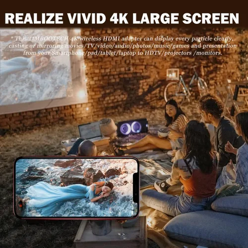 Miniatura 8 de Adaptador de dongle inalámbrico de pantalla HDMI 4K, TIMBOOTECH WiFi HDMI Dongle adaptador receptor de video de fundición
