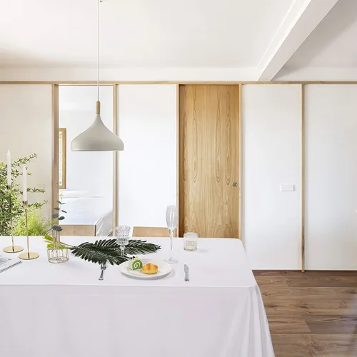 Miniatura 7 de Ascoza Paquete de 2 manteles rectangulares blancos de 60 x 84 pulgadas, tela de poliéster de 4 pies, para bodas, banquetes, restaurantes y fiestas