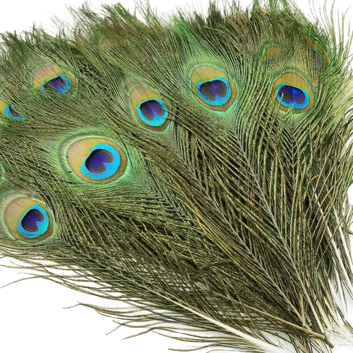 iHUFeather 10 plumas naturales de ojo de pavo real de 10 a 12 pulgadas para arreglos florales, bodas, hogar y decoración de fiestas, natural