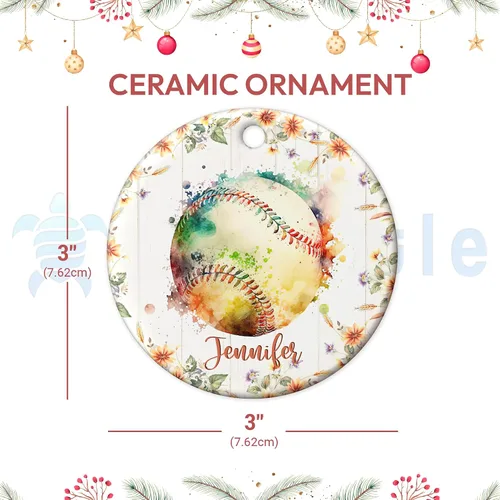 Miniatura 4 de Hyturtle Adorno de Navidad personalizado para amantes del béisbol, adorno de cerámica con nombre personalizado de Just A Girl Who Loves Baseball