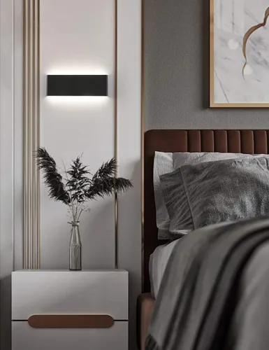 Miniatura 4 de JOOSENHAUSE Lámparas de pared LED negras de 16" para dormitorio, interior, pasillo, modernas, mini luces de tocador de baño 14W 4000K, lámpara