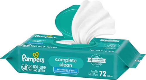 Miniatura 8 de Pampers Toallitas para bebé, limpieza completa y perfumada para bebé, limpia suavemente de la cabeza a los pies, 72 en total (1 paquete abatible)