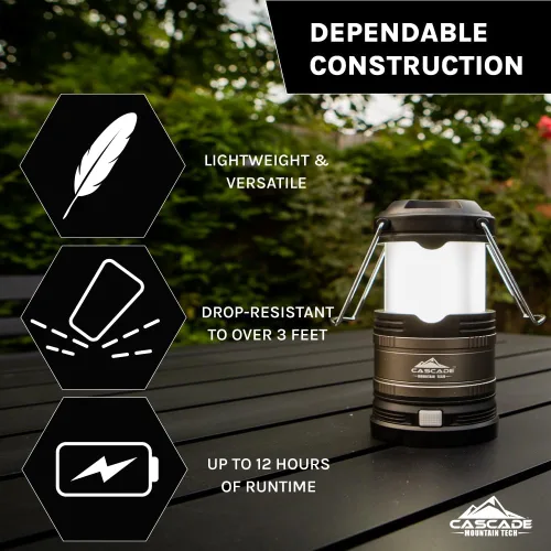 Miniatura 2 de Cascade Mountain Tech Linterna LED impermeable IPX4 desplegable con 4 modos de luz, paquete de 3