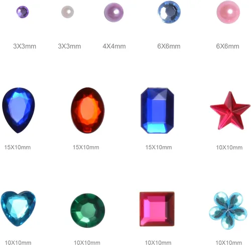 Miniatura 2 de 2102 piezas de calcomanías de gemas, gemas autoadhesivas para manualidades, diamantes de imitación para manualidades, calcomanías de diamantes