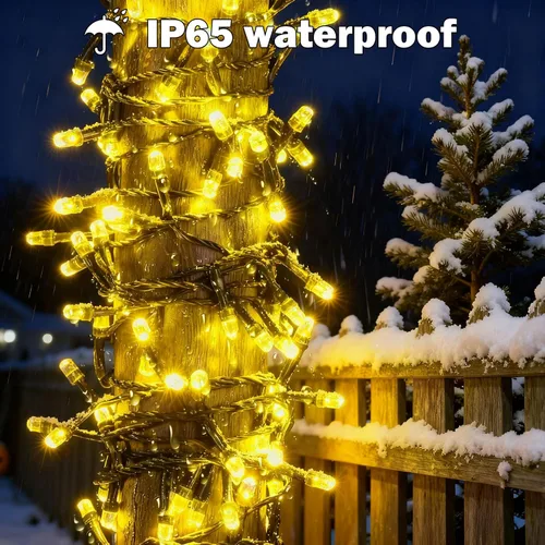 Miniatura 4 de SOLARBABY Luces solares de Navidad al aire libre, cadena de luces de 142 pies con 400 LED de blanco cálido para exteriores con control remoto, 19