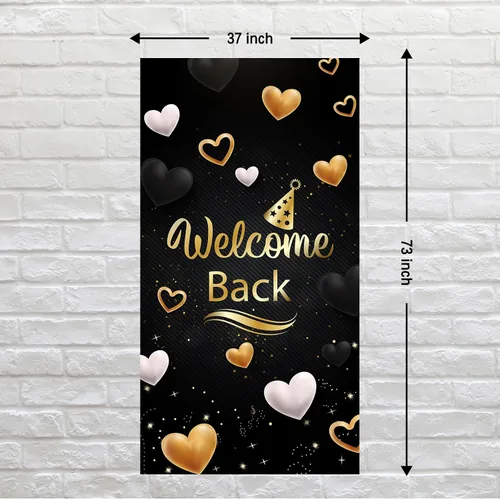 Miniatura 2 de Cartel de bienvenida para puerta, decoración de cubierta de puerta de fiesta de regreso a casa, fiesta de jubilación, fondo de fondo para cabina