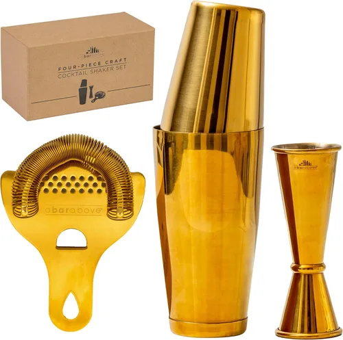Miniatura 10 de Coctelera Boston Shaker de acero inoxidable, set de 2 piezas: 18 oz sin contenido y 28 oz con contenido, coctelera profesional para barman, Acero