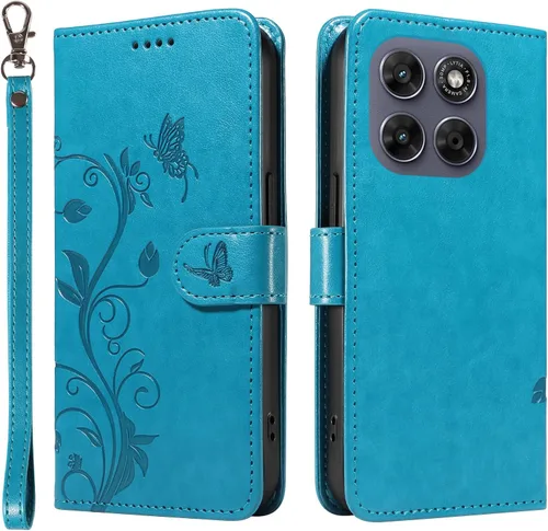 Miniatura 175 de Funda para Motorola Moto E22/E22i, piel sintética, con tarjetero y correa para la muñeca, a prueba de golpes, funda magnética para Motorola Moto Rojo