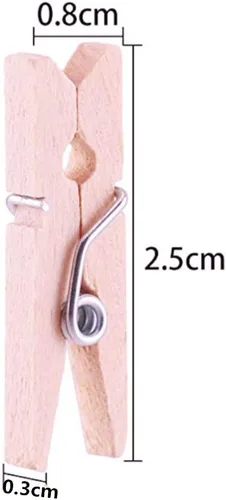 Miniatura 3 de DurReus Mini clip de madera natural lindo pin de fotos accesorios decorativos para fiesta con cordel de yute marrón paquete 100