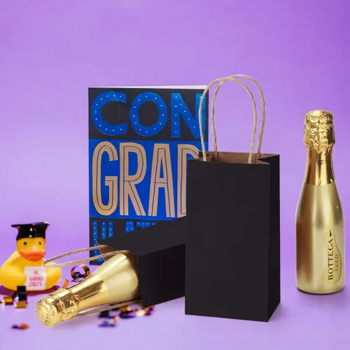 Miniatura 4 de Bolsas de regalo de papel kraft BagDream 100 unidades 3.5 x 2.4 x 6.7 pulgadas, pequeñas bolsas de regalo para fiestas con asas, bolsas de papel