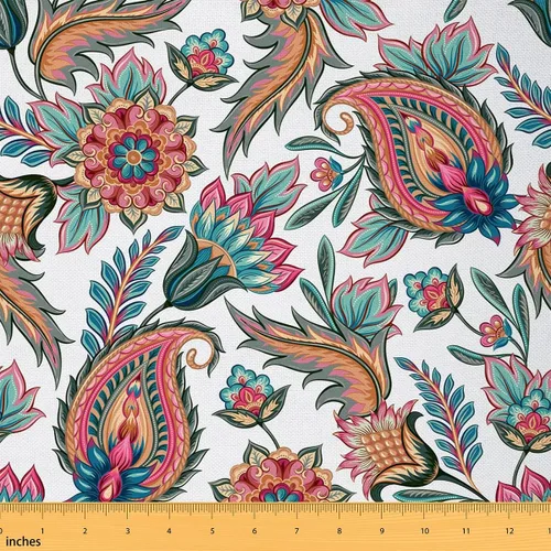 Miniatura 31 de Tela con patrón Paisley de The Yard, tela de tapicería floral étnica boho para sillas y sofás, costura, tela impermeable de arte mandala abstracto