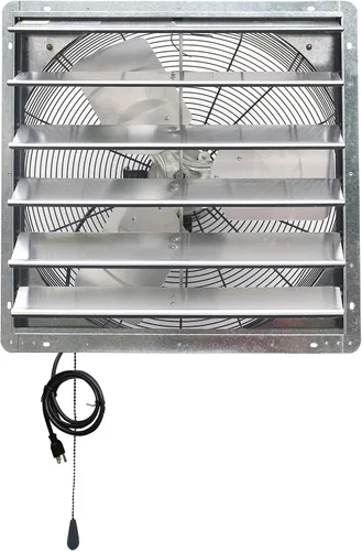 iLIVING ILG8SF24V-T ventilador de obturador de 24 pulgadas para ático, garaje, cultivo, ventilación con termostato de 2 velocidades, cable de 6 pies